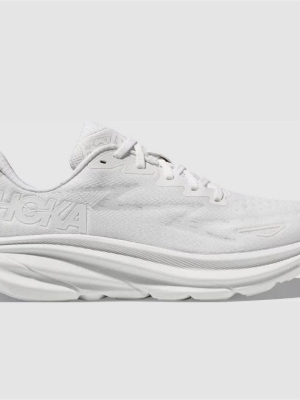 HOKA All-White Running Shoe Clifton 9